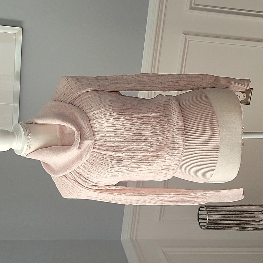 The Limited Light Pink Cable Knit Cowl Neck 100% Cotton Sweater Women Size S